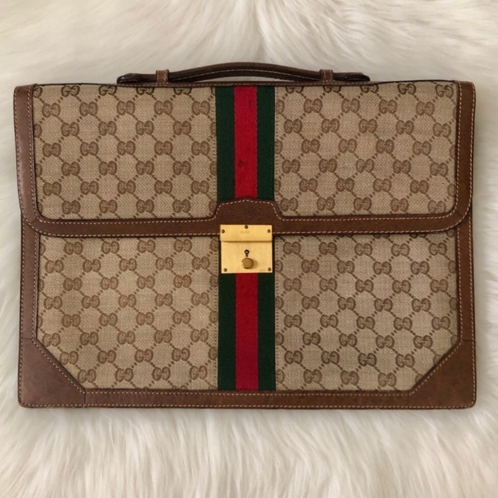 πHP 10/8π Authentic Vintage GUCCI Womenβs Briefcase - Picture 4 of 10
